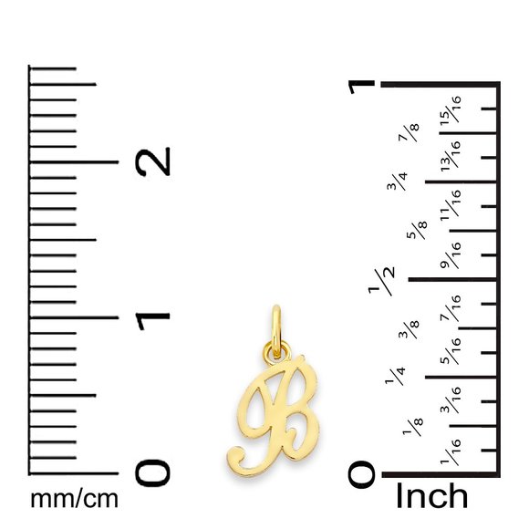 10K Gold Script Letter "B" Initial Pendant – Elegant Personalized Jewelry - Picture 3 of 5